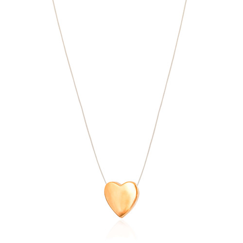 Gargantilha Nylon Coração Liso 1.5 cm Banhado a Ouro 18K - 40 cm