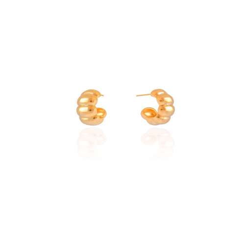 Brinco Argola Gomos Lisos 1.4 cm Banhado a Ouro 18K