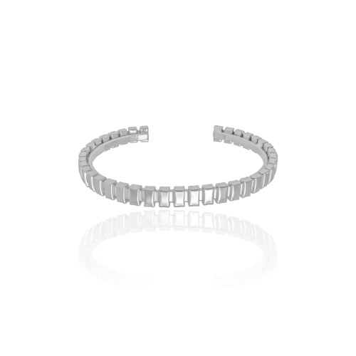 Bracelete Tratorado 6 mm Ródio Branco