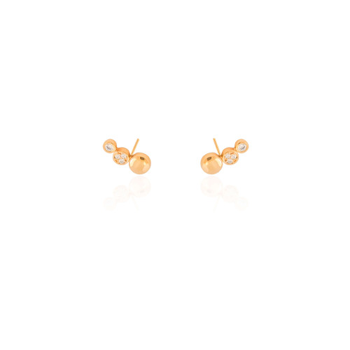 Ear Cuff Redondo Cravejado Cristal Banhado a Ouro 18K