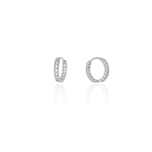 Brinco Argola Click Grumet 1.4 cm Ródio Branco