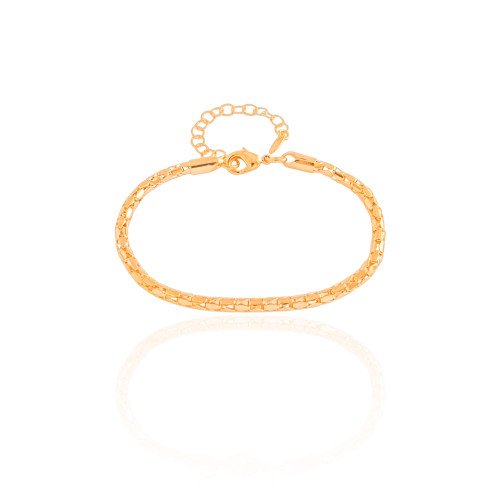 Pulseira Malha Oca 3 mm Banhado a Ouro 18K