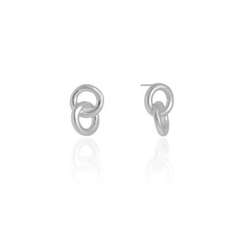 Brinco Círculos Entrelaçados Ródio Branco