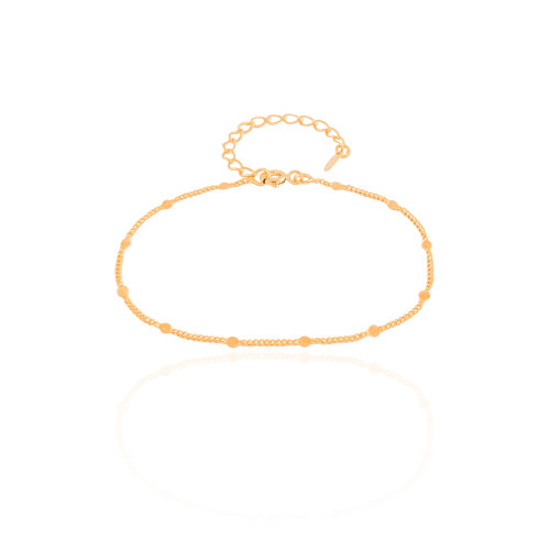 Pulseira Grumet Plaquinhas 2 mm Banhado a Ouro 18K