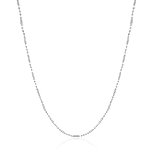 Gargantilha Longa Canutilhos 1 mm Ródio Branco - 80 cm