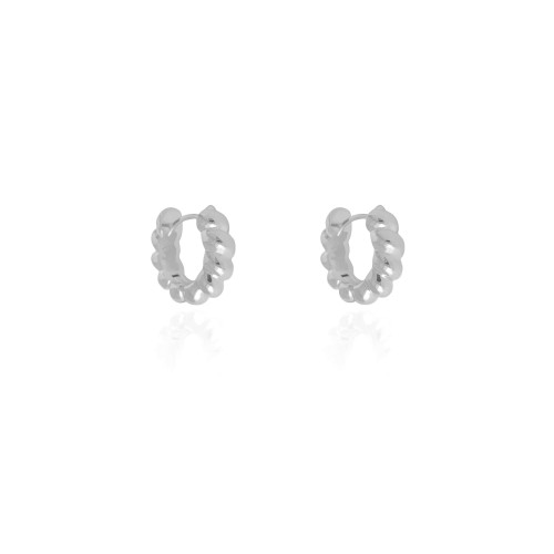 Brinco Argola Click Torcida 1.6 cm Ródio Branco