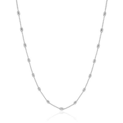 Gargantilha Longa Gomos Ródio Branco - 70 cm