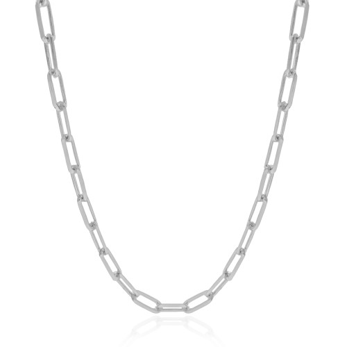 Choker Elos 5 mm Ródio Branco - 30 cm