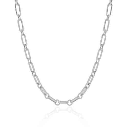 Choker Elos Ovais 4 mm Ródio Branco
