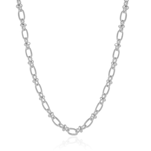 Gargantilha Elos Ovais 6 mm Ródio Branco - 55 cm