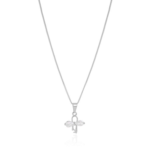 Gargantilha Infantil Veneziana Laço Cristal Ródio Branco