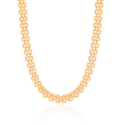 Choker Malha Relógio 8 mm Banhado a Ouro 18K