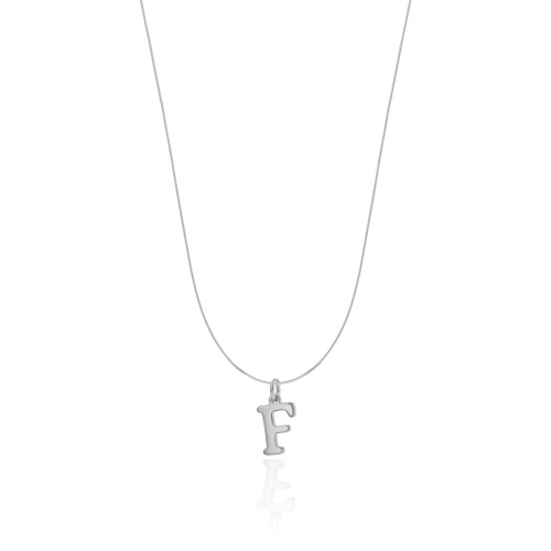 Choker Nylon Letra F Ródio Branco