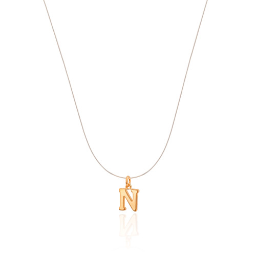 Choker Nylon Letra N Banhado a Ouro 18K