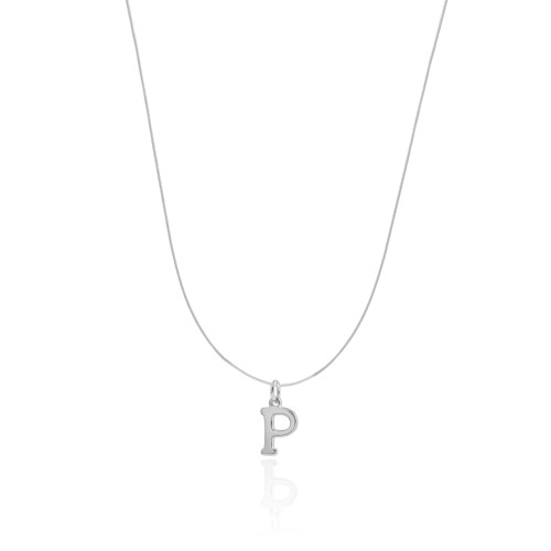 Choker Nylon Letra P Ródio Branco