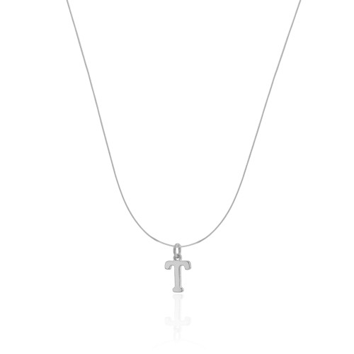 Choker Nylon Letra T Ródio Branco