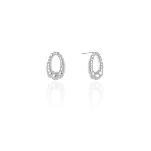 Brinco Oval Torcido 1.8 cm Ródio Branco