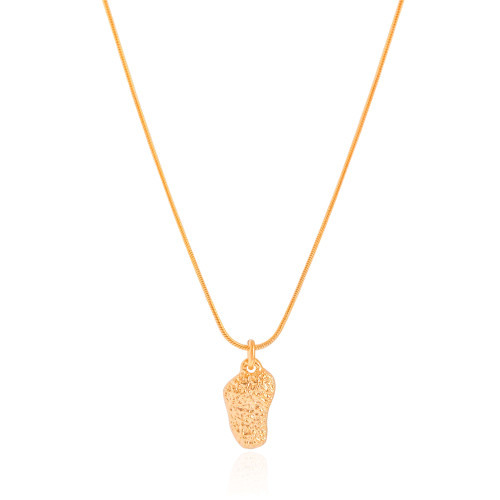 Gargantilha Rabo de Rato Pingente Orgânico Texturizado Banhado a Ouro 18K - 45 cm