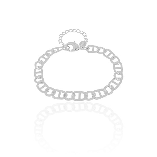 Pulseira Malha Piastrine 7 mm Ródio Branco
