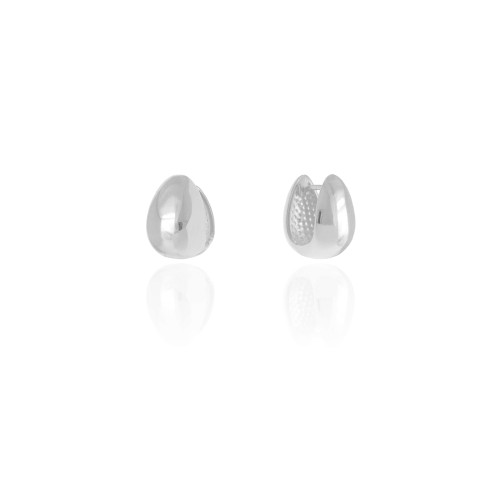 Brinco Argola Click Gota Lisa 1.8 cm Ródio Branco