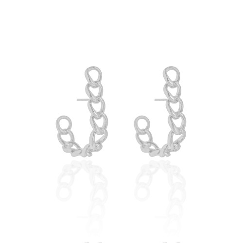 Brinco Argola Grumet 3.4 cm Ródio Branco