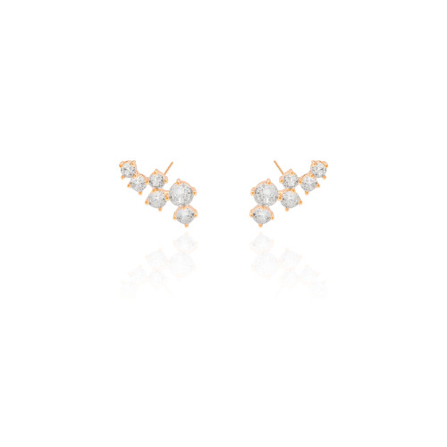 Ear Cuff Pontos de Luz Cristal 2.0 cm Banhado a Ouro 18K