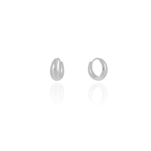 Brinco Argola Click Lisa 1.3 cm Ródio Branco