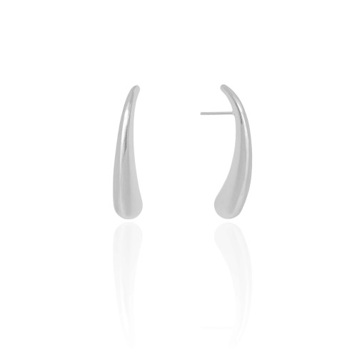 Brinco Gota Lisa 3.5 cm Ródio Branco