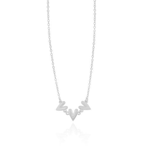 Choker Elos Corações Lisos Ródio Branco