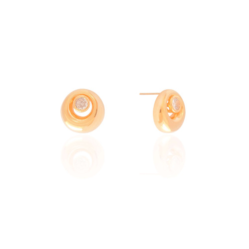 Brinco Redondo Ponto de Luz Cristal 1.7 cm Banhado a Ouro 18K