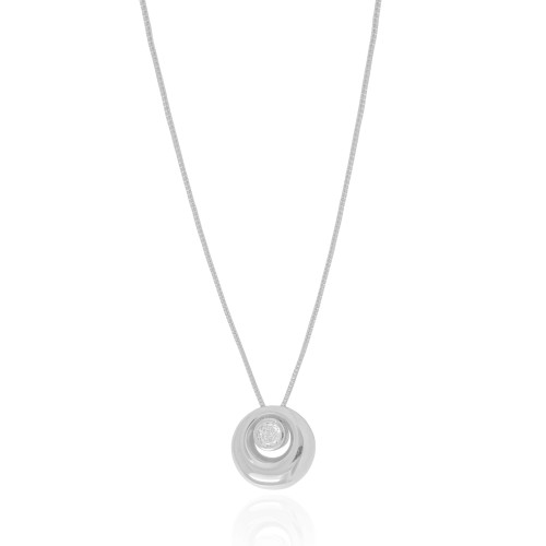 Gargantilha Veneziana Redondo Ponto de Luz Cristal Ródio Branco - 45 cm