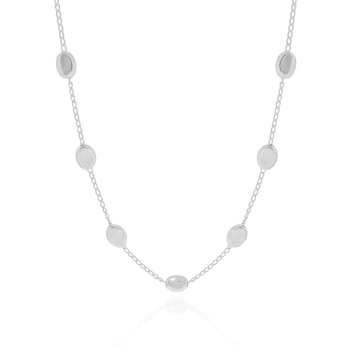 Gargantilha Elos Ovais Lisos Ródio Branco - 40 cm