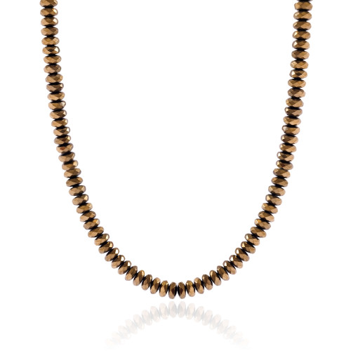 Choker Hematita Dourada 6 mm Banhado a Ouro 18K
