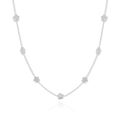 Choker Elos Estrelas Lisas Ródio Branco