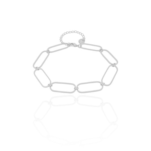 Pulseira Elos Ovais 8 mm Ródio Branco