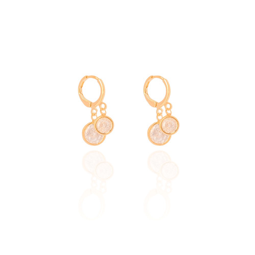 Brinco Argola Click Pontos de Luz Cristal 2.5 cm Banhado a Ouro 18K