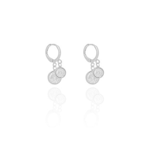 Brinco Argola Click Pontos de Luz Cristal 2.5 cm Ródio Branco