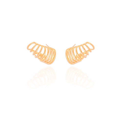 Ear Cuff Filetes Lisos 1.5 cm Banhado a Ouro 18K