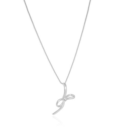 Gargantilha Veneziana Laço Liso Ródio Branco - 45 cm