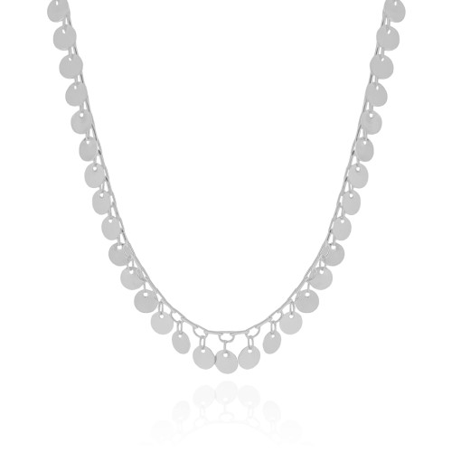 Choker Plaquinhas Lisas 6 mm Ródio Branco