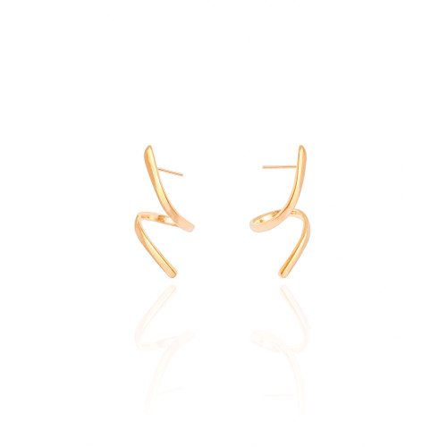Brinco Orgânico Espiral Liso 2.7 cm Banhado a Ouro 18K