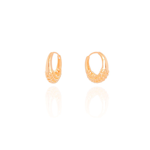 Brinco Argola Click Bolinhas Vazadas 1.9 cm Banhado a Ouro 18K