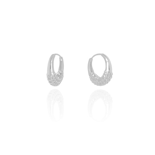 Brinco Argola Click Bolinhas Vazadas 1.9 cm Ródio Branco