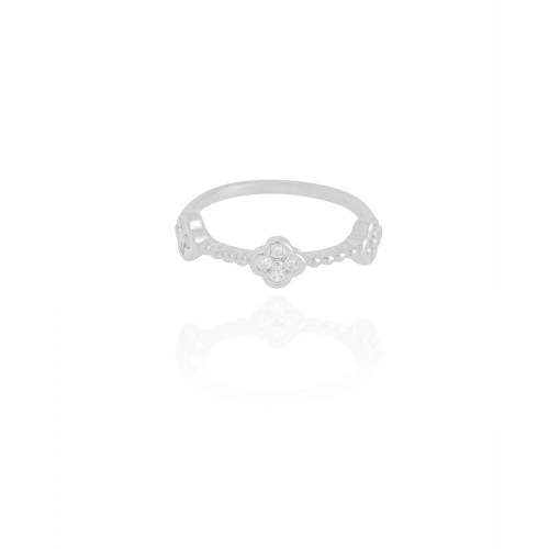 Anel Trevo Cristal Tamanho 20 Ródio Branco