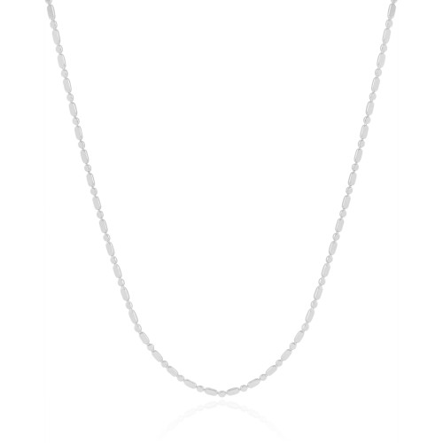 Gargantilha Plaquinhas Ovais Achatadas Ródio Branco - 40 cm