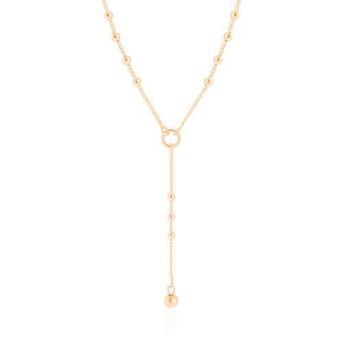 Gargantilha Gravata Bolinhas Banhado a Ouro 18K - 40 cm