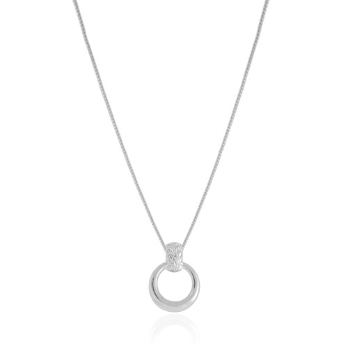 Gargantilha Veneziana Redondo Texturizado Ródio Branco - 45 cm