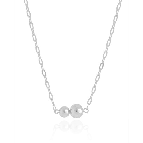 Choker Elos Bolas Lisas Ródio Branco