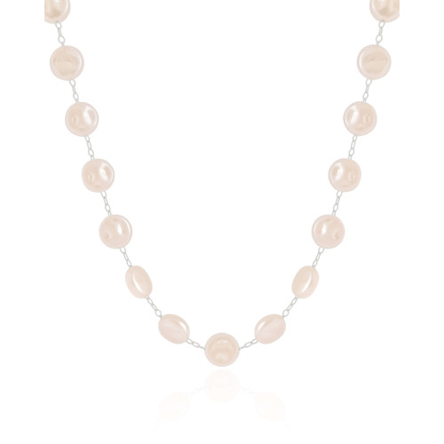 Choker Pérolas Achatadas 8 mm Ródio Branco