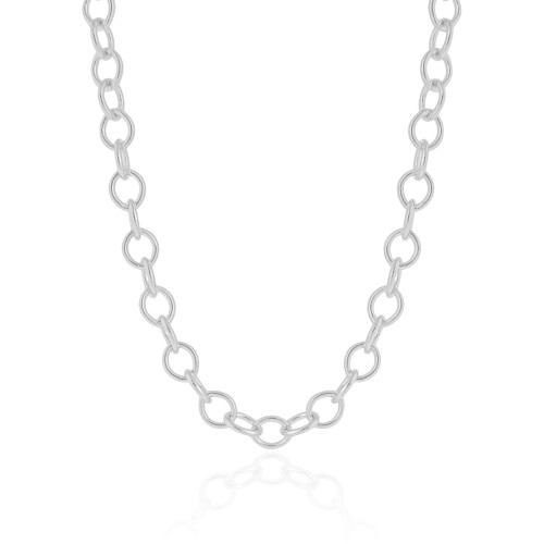 Choker Elos Ovais 6 mm Ródio Branco